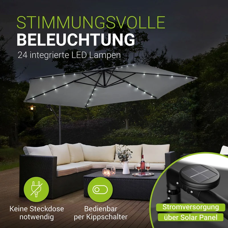 Parasol déporté à LED Brésil