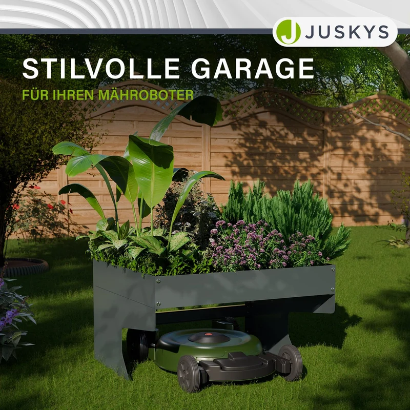 Abri robot tondeuse avec jardinière