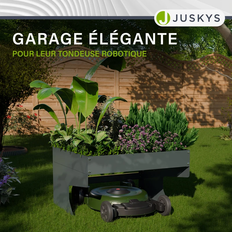 Abri robot tondeuse avec jardinière