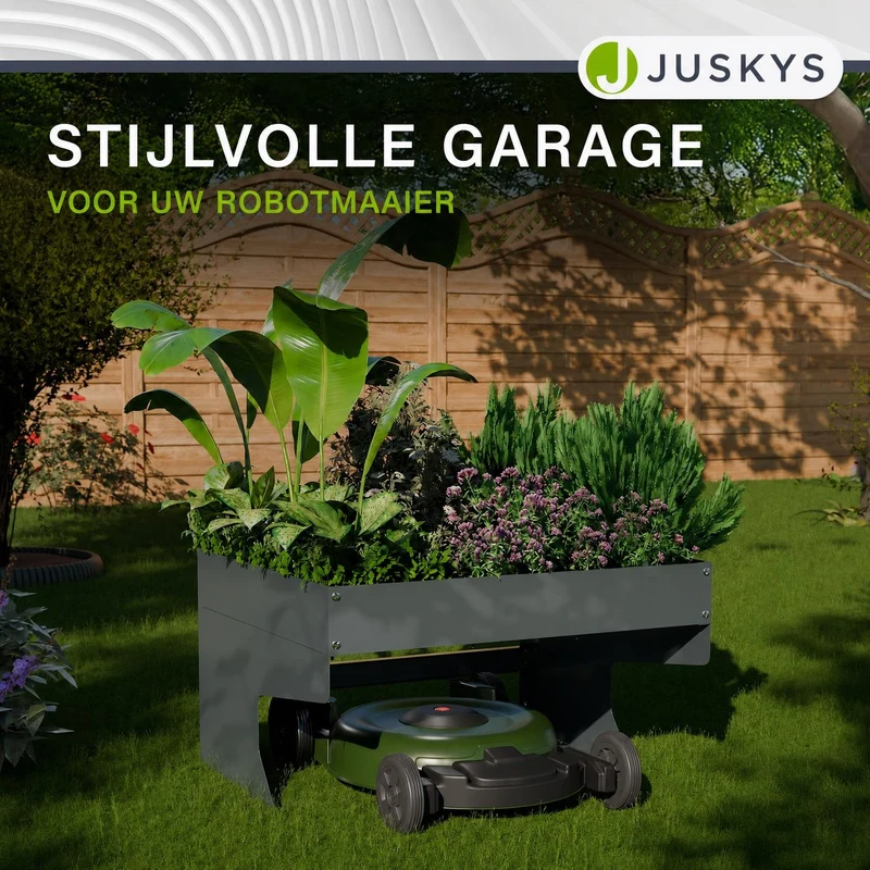 Abri robot tondeuse avec jardinière