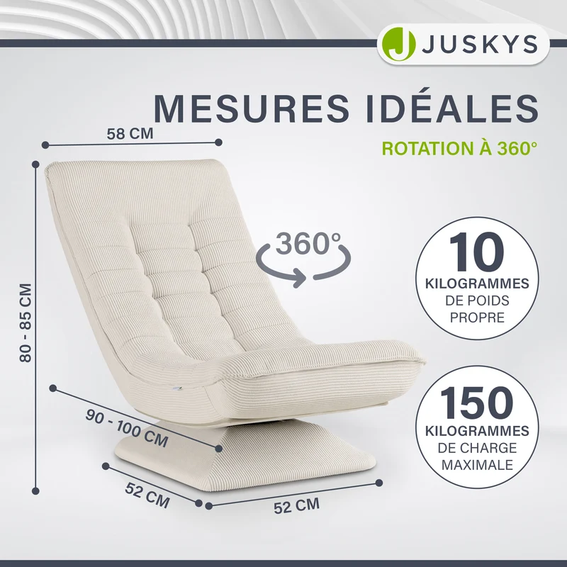 Fauteuil relax Korsika en velours côtelé