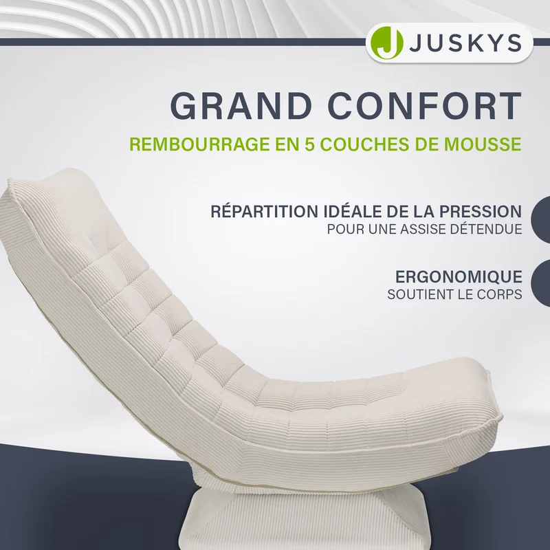 Fauteuil relax Korsika en velours côtelé