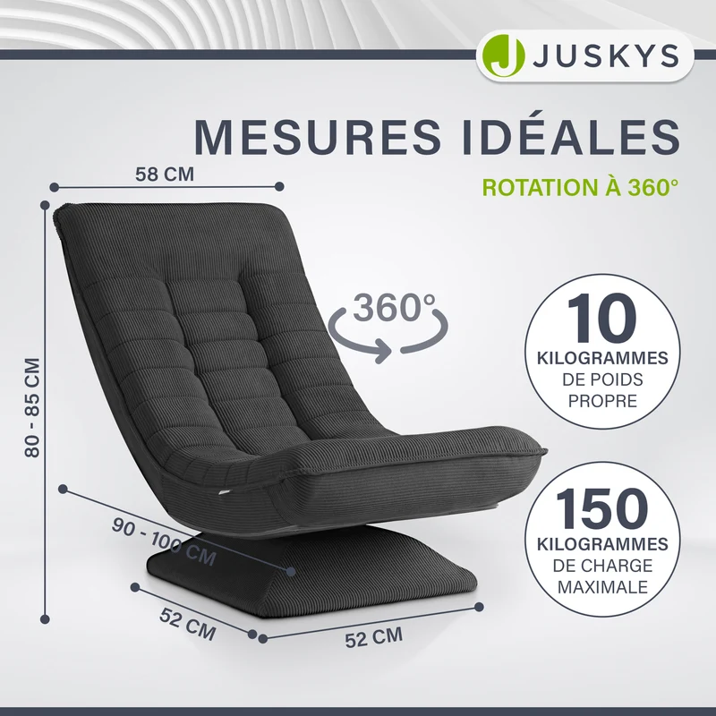 Fauteuil relax Korsika en velours côtelé