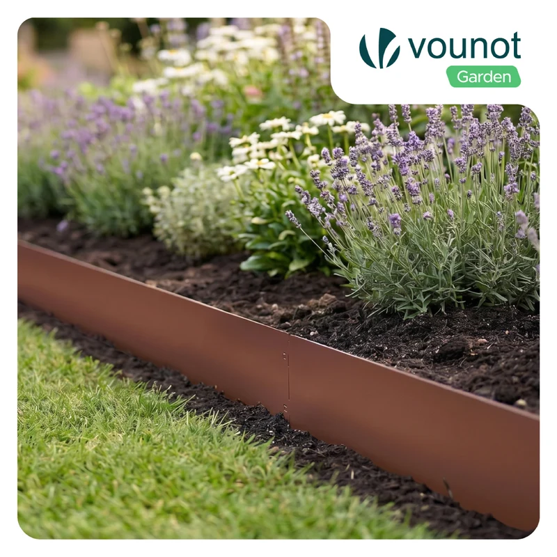 Lot de 20 Bordure de jardin en métal flexible 100x18cm marron