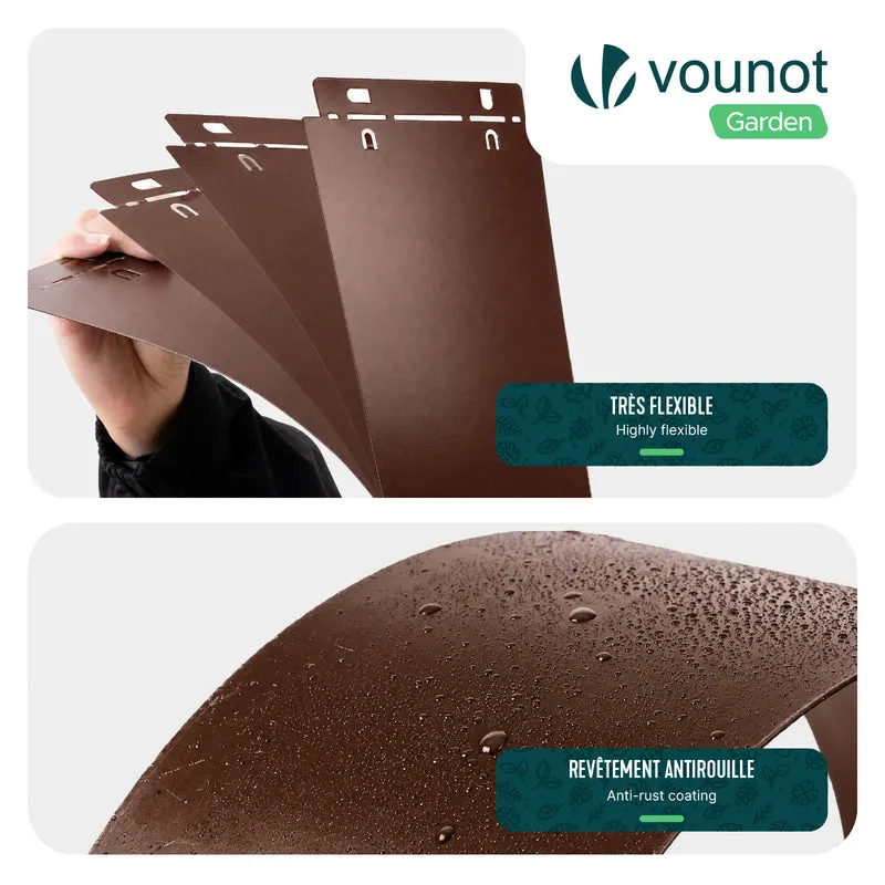Lot de 20 Bordure de jardin en métal flexible 100x18cm marron