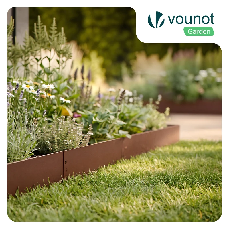 Lot de 30 Bordure de jardin en métal galvanisé flexible 100x13cm marron