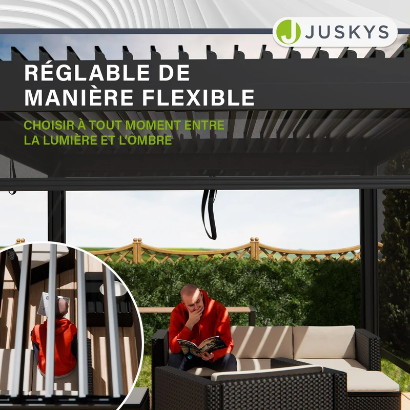 Paroi latérale pour pergola bioclimatique Tahiti