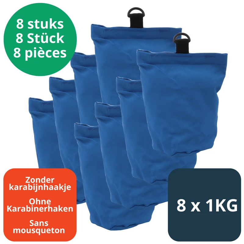 Sachets de sable bleus - Lot de 8 pièces x 1 kg - Sans mousqueton