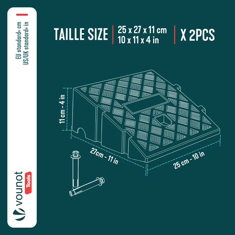 Lot de 2 Rampes de Trottoir en Polypropylene 25x27x11 cm Jaune