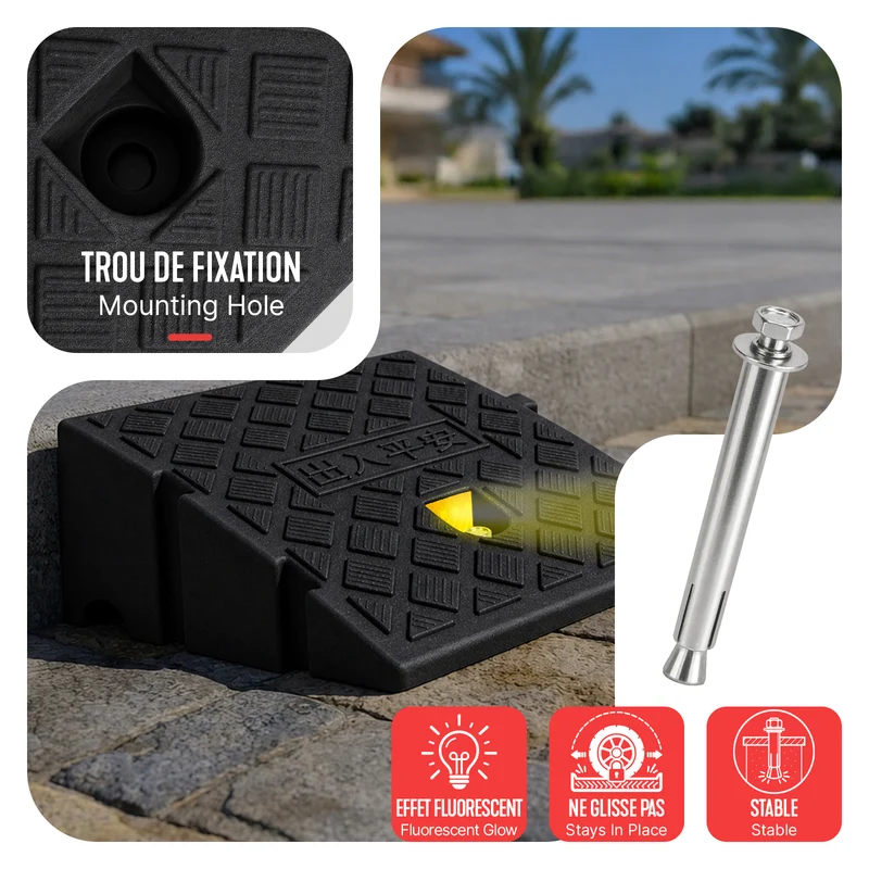 Lot de 2 Rampes de Trottoir en Polypropylene 25x27x11 cm Noir