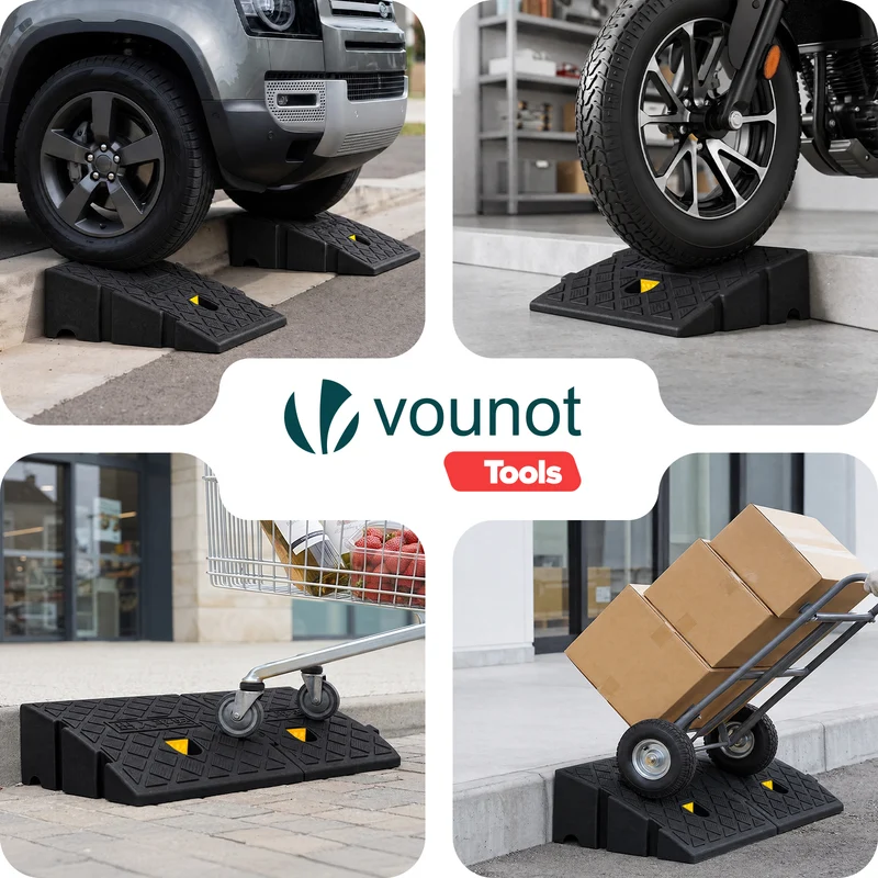 Lot de 2 Rampes de Trottoir en Polypropylene 25x27x11 cm Noir