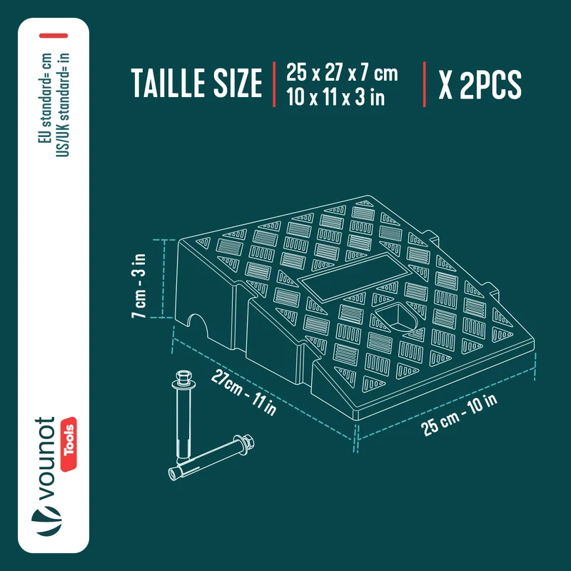 Lot de 2 Rampes de Trottoir en Polypropylene 25x27x7 cm Jaune