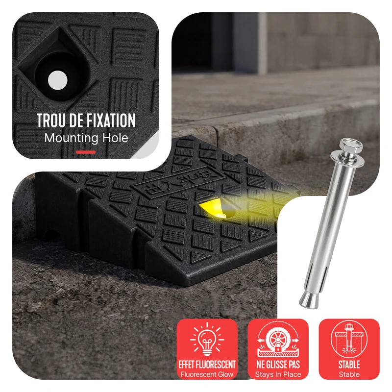 Lot de 2 Rampes de Trottoir en Polypropylene 25x27x7 cm Noir