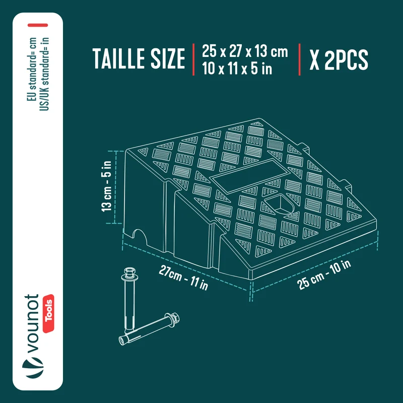 Lot de 2 Rampes de Trottoir en Polypropylene 25x27x13 cm Noir