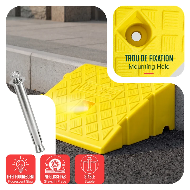 Lot de 2 Rampes de Trottoir en Polypropylene 25x27x13 cm Jaune