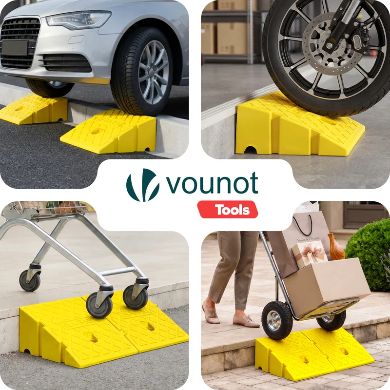 Lot de 2 Rampes de Trottoir en Polypropylene 25x27x13 cm Jaune