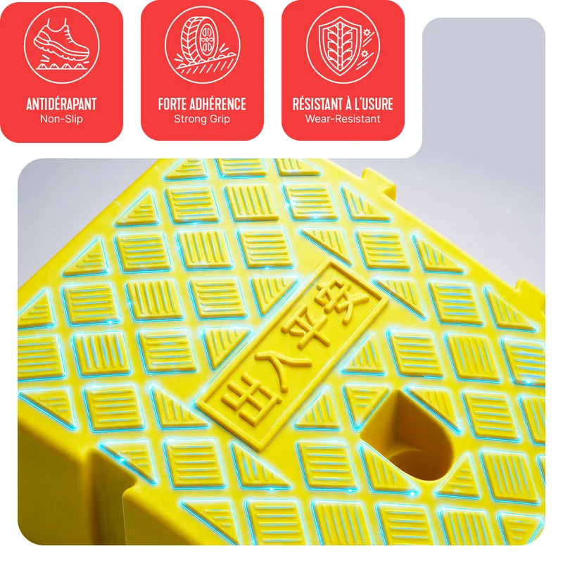 Lot de 2 Rampes de Trottoir en Polypropylene 25x27x11 cm Jaune