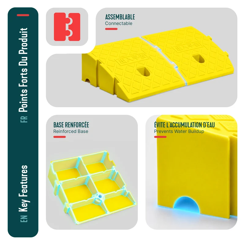 Lot de 2 Rampes de Trottoir en Polypropylene 25x27x11 cm Jaune