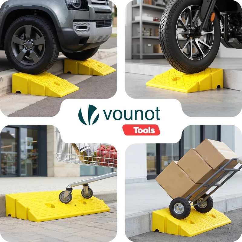 Lot de 2 Rampes de Trottoir en Polypropylene 25x27x11 cm Jaune