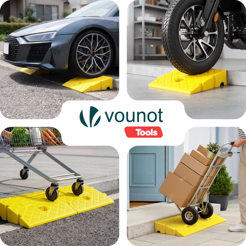 Lot de 2 Rampes de Trottoir en Polypropylene 25x27x7 cm Jaune