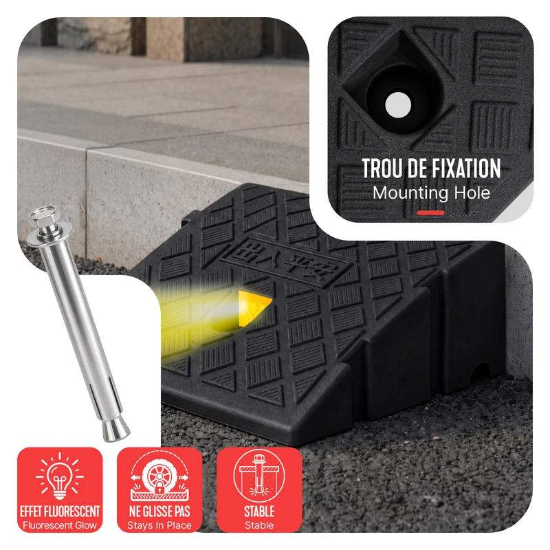 Lot de 2 Rampes de Trottoir en Polypropylene 25x27x13 cm Noir
