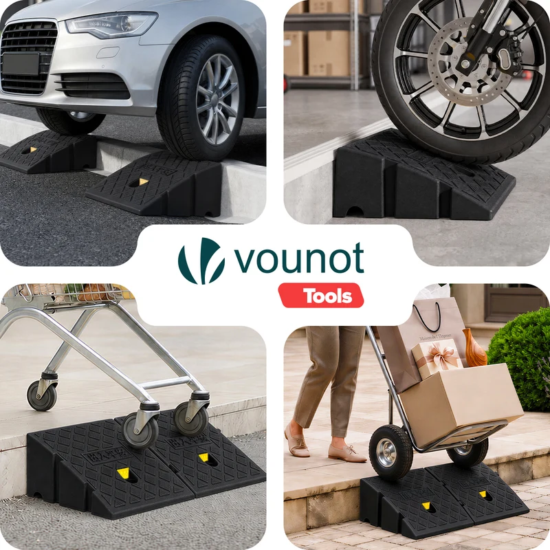 Lot de 2 Rampes de Trottoir en Polypropylene 25x27x13 cm Noir