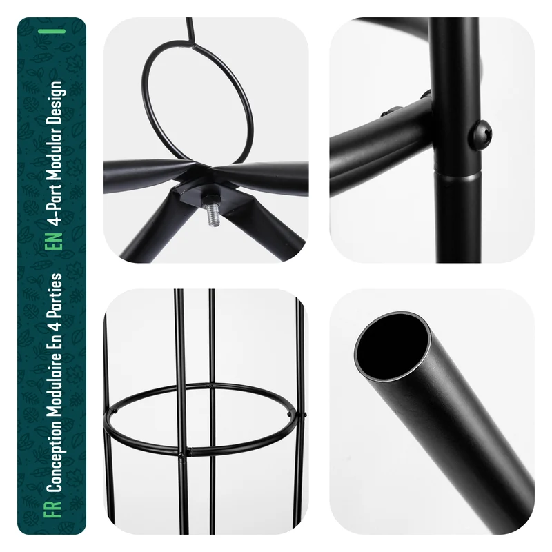 Lot de 2 Tuteur de jardin obelisque 194 cm en metal Noir
