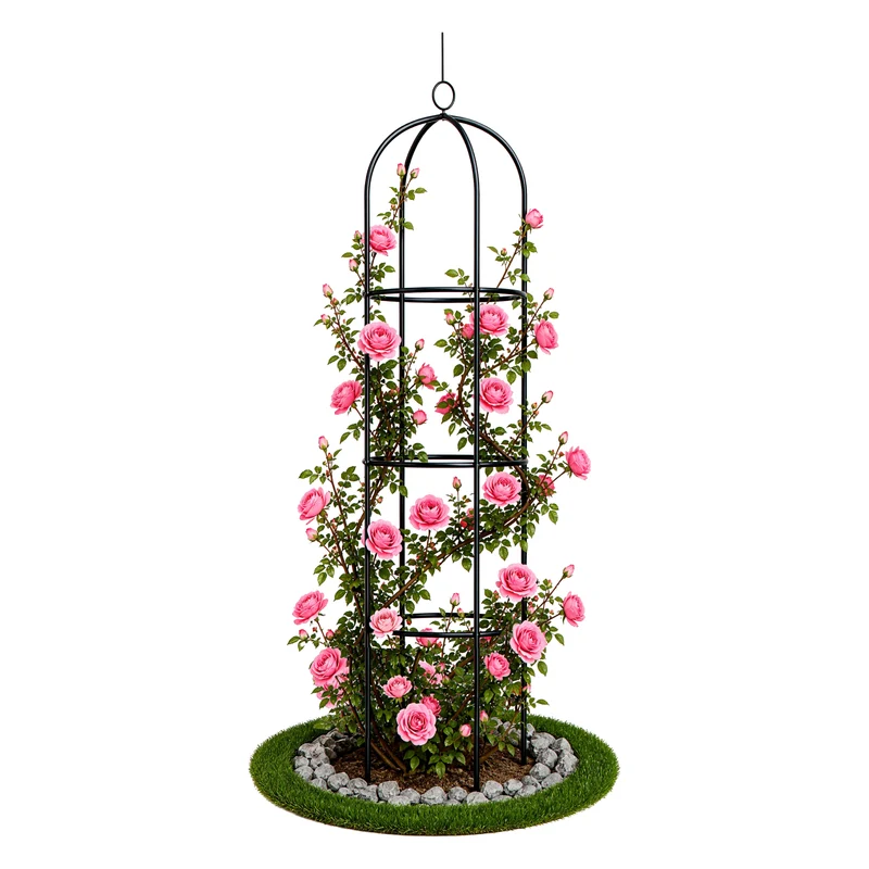 Tuteur de jardin obelisque 194 cm en metal Noir