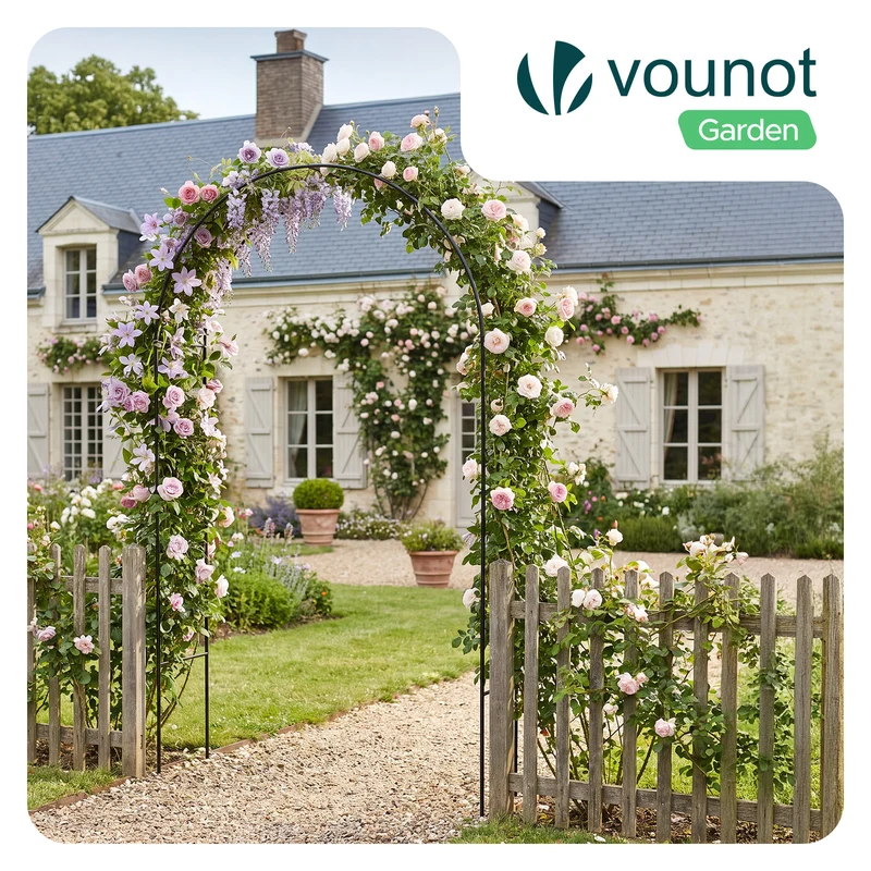 Lot de 4 Arche de jardin pour plantes grimpantes 140x37x240cm en metal Noir