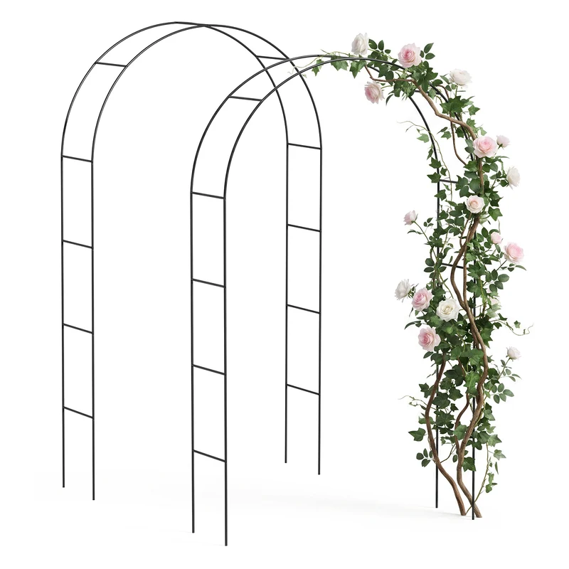 Lot de 2 Arche de jardin pour plantes grimpantes 140x37x240cm en metal Noir