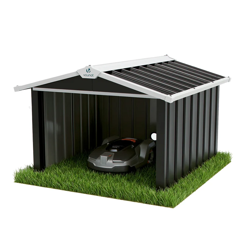 Abri robot tondeuse garage grand format metal 87x100x63.5 cm noir