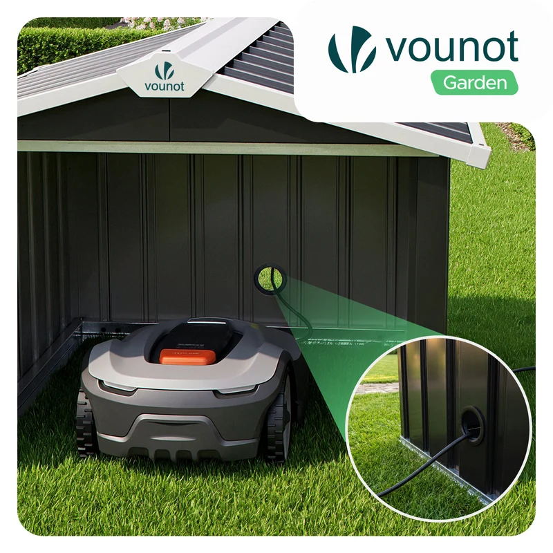 Abri robot tondeuse garage grand format metal 87x100x63.5 cm noir