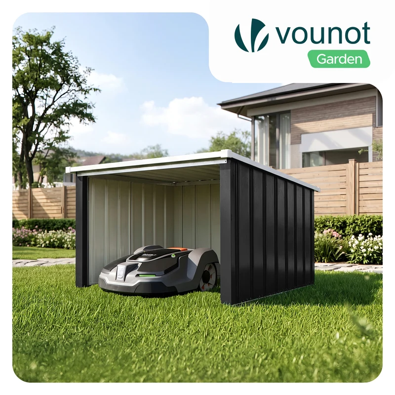 Abri robot tondeuse garage metal 78×92×62 cm noir