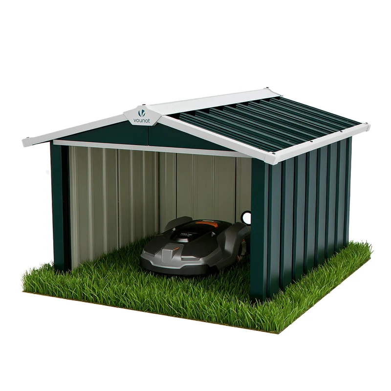 Abri robot tondeuse garage grand format metal 87x100x63.5 cm vert