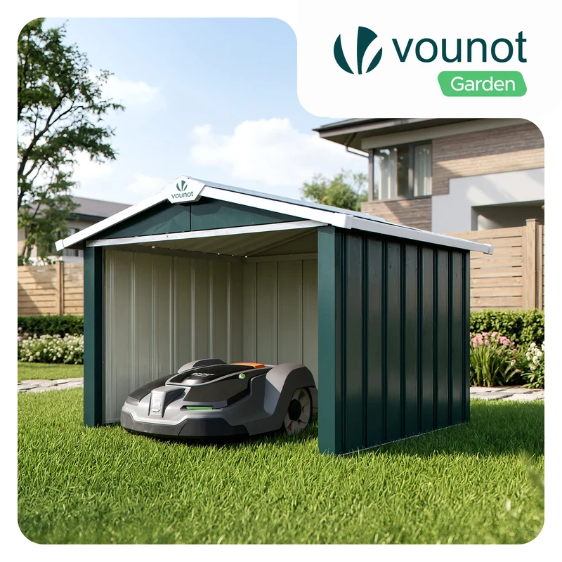 Abri robot tondeuse garage grand format metal 87x100x63.5 cm vert