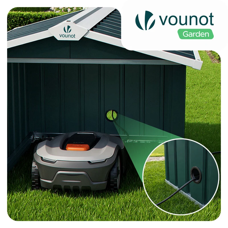 Abri robot tondeuse garage grand format metal 87x100x63.5 cm vert