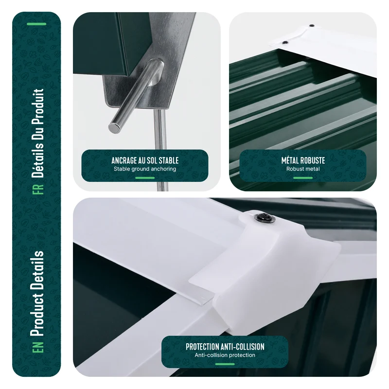Abri robot tondeuse garage grand format metal 87x100x63.5 cm vert