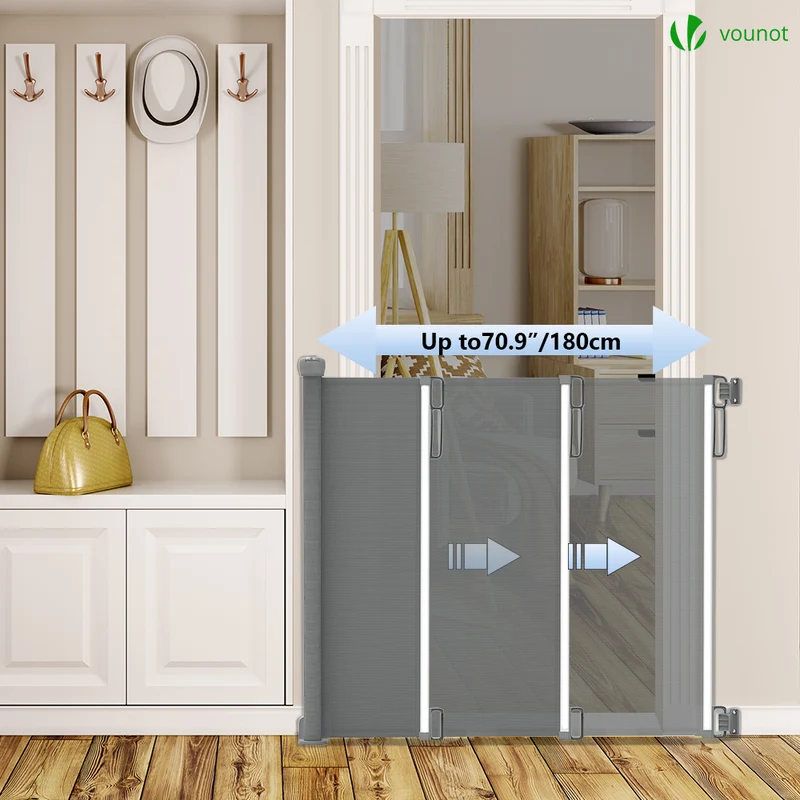 Barriere de securite retractable 180cm gris