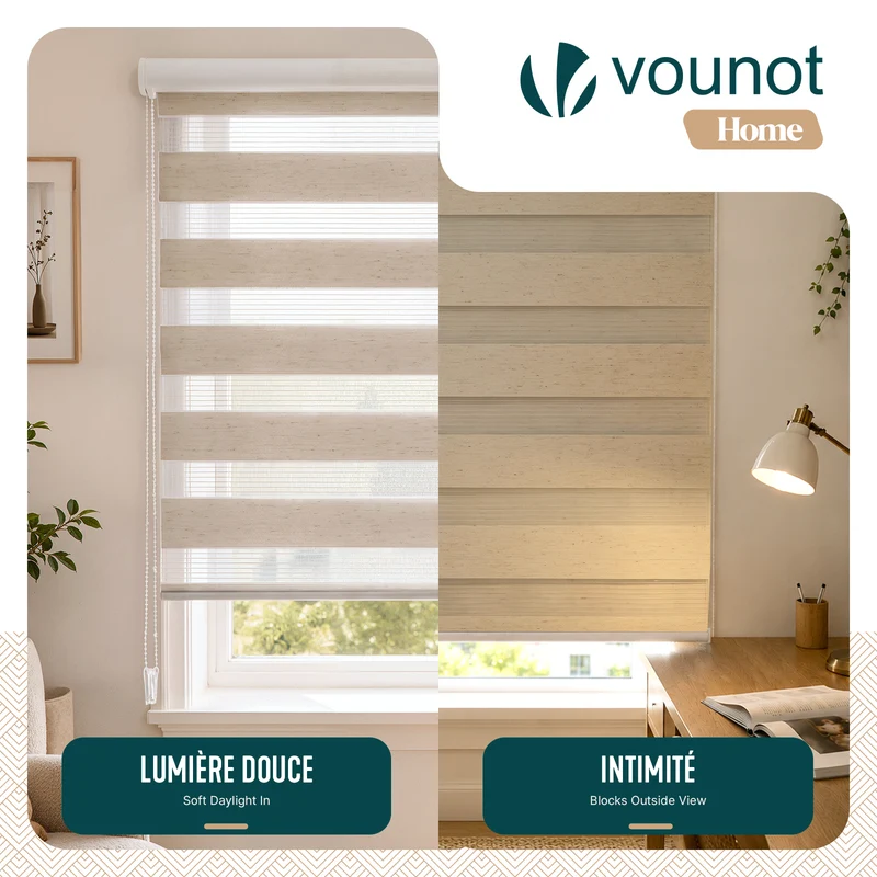 Store enrouleur jour nuit double 100x150cm Lin