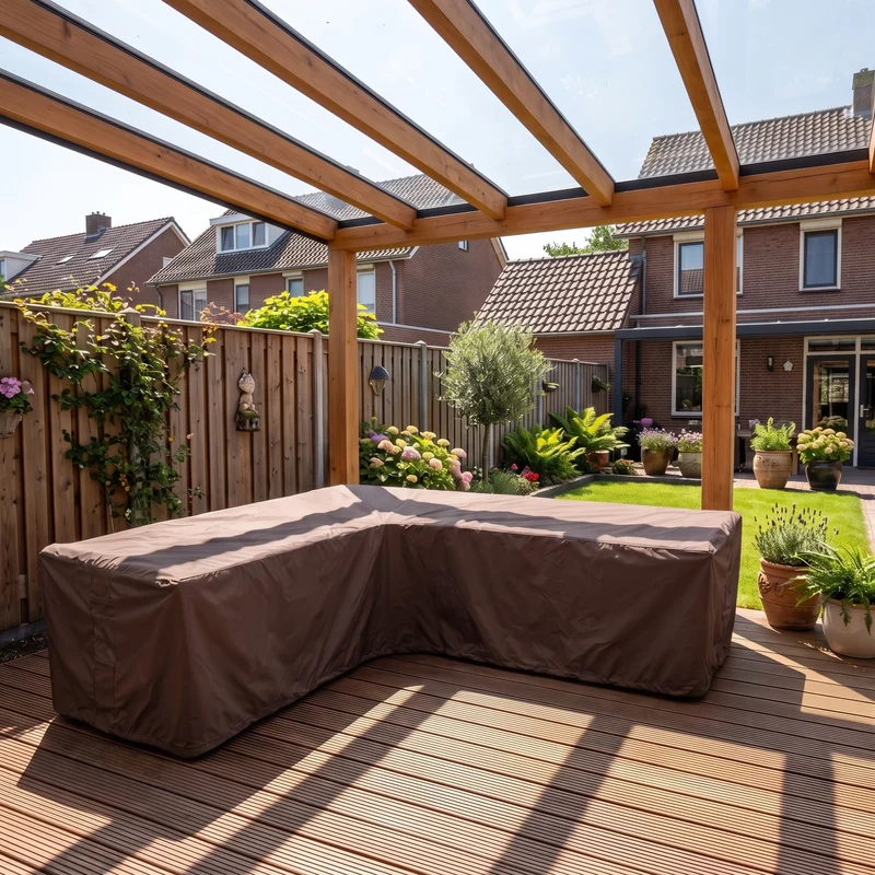 Housse de banc d’angle de jardin aux côtés égaux 600D luxe brun foncé