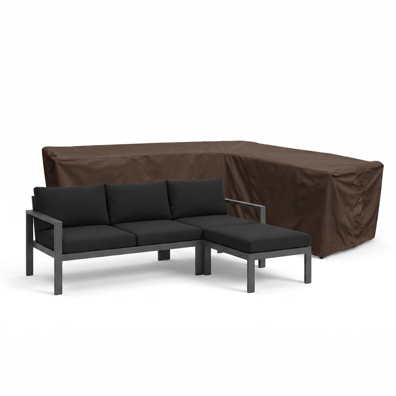 Housse de banc de jardin droit à côtés inégaux 600D luxe brun foncé