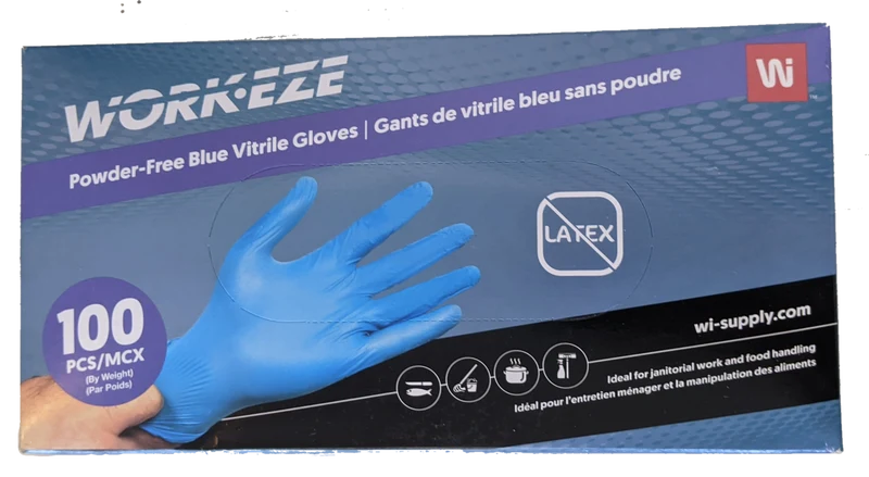 Wipeco – Gants jetables en vitrile hybride 5 mil bleu