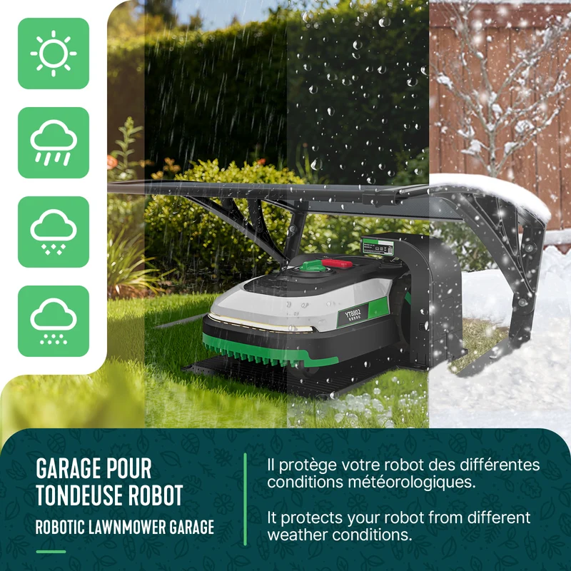 Garage de tondeuse robot Abri 82x80x46 cm Renfort Alu gris