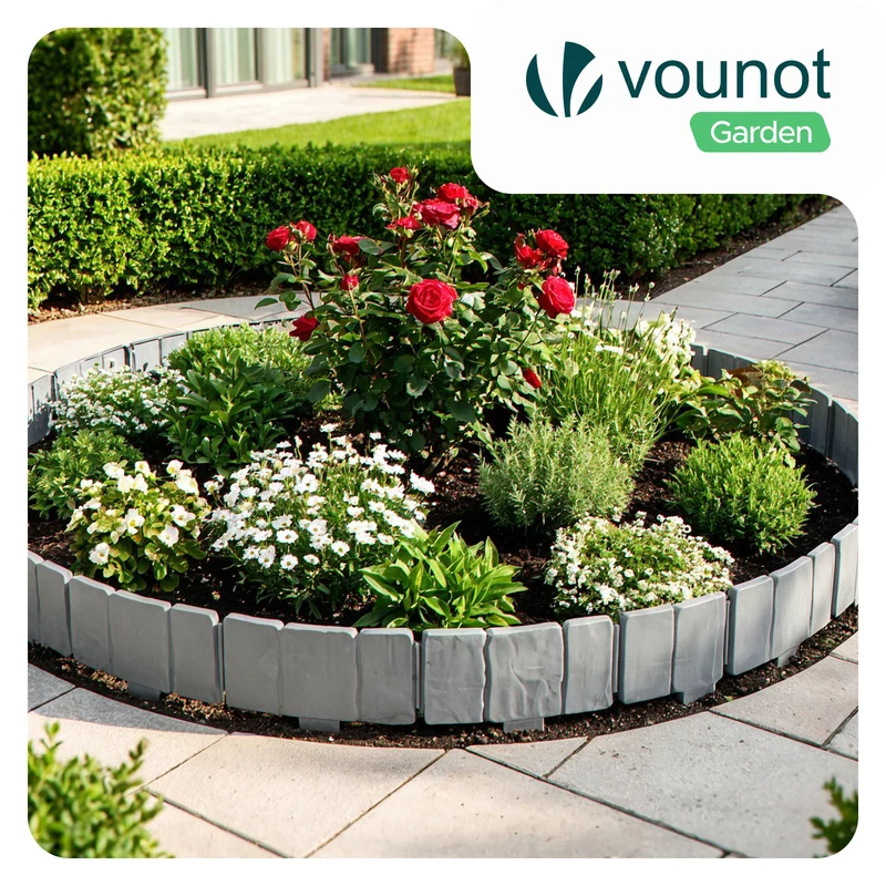 Bordure de jardin plastique PP imitation pierre 2.5m gris clair
