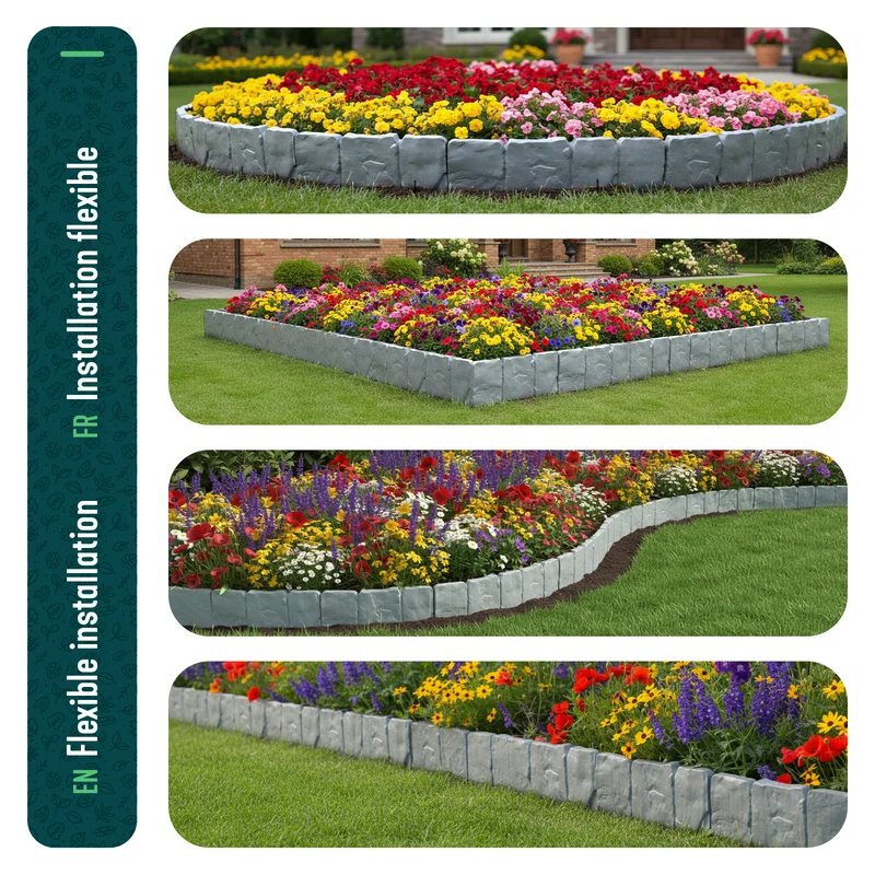 Bordure de jardin plastique PP imitation pierre 2.5m gris clair