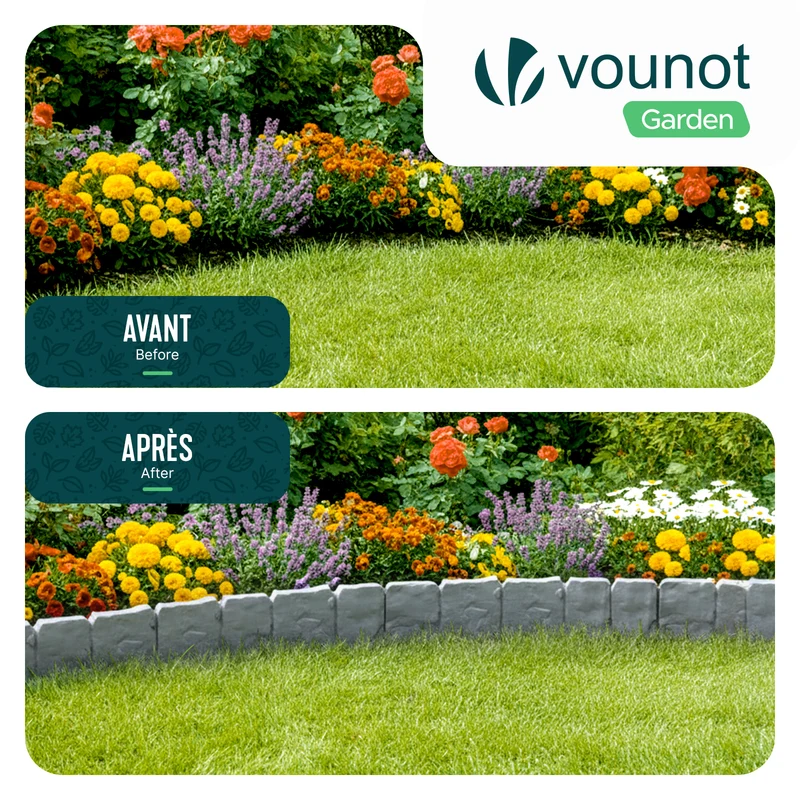 Bordure de jardin plastique PP imitation pierre 2.5m gris clair
