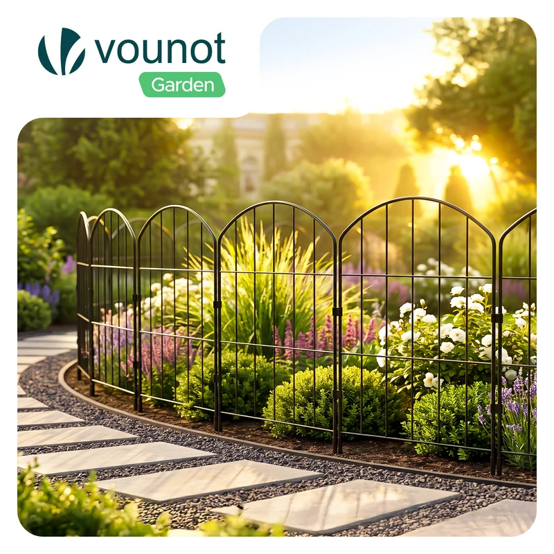 Lot de 25 Clotures de Jardin Decorative en Metal 61x33 cm Noir