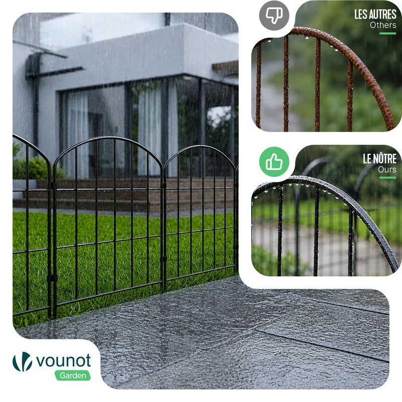 Lot de 25 Clotures de Jardin Decorative en Metal 61x33 cm Noir