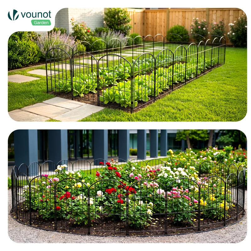 Lot de 25 Clotures de Jardin Decorative en Metal 61x33 cm Noir