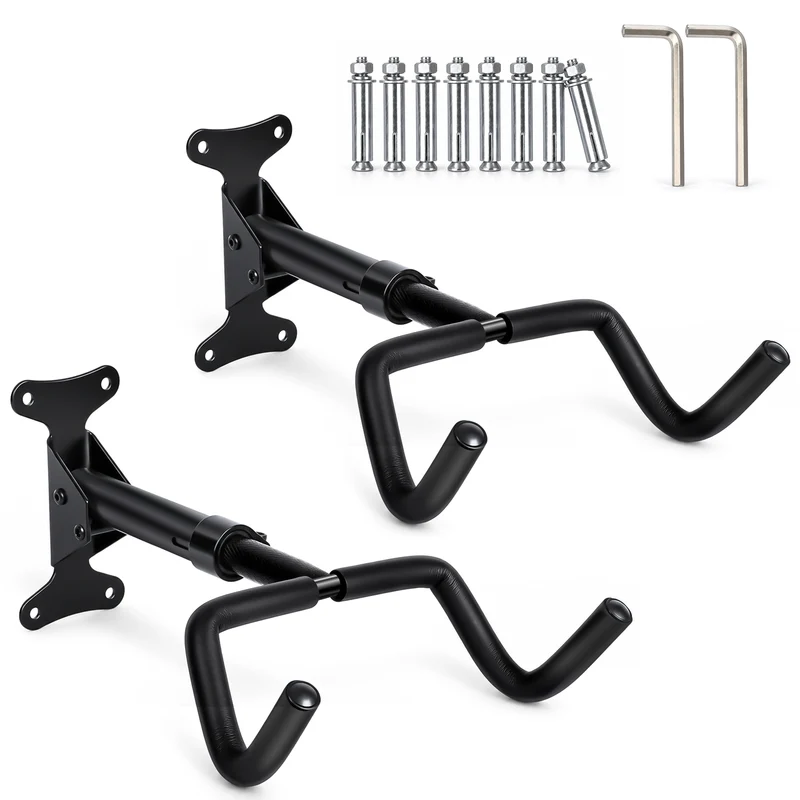 Lot de 2 Support mural velo pliable et reglable metal noir